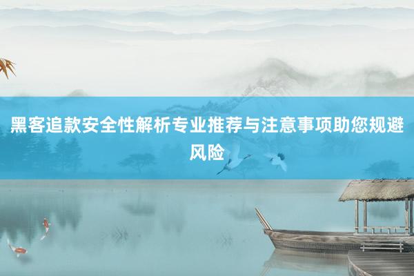 黑客追款安全性解析专业推荐与注意事项助您规避风险