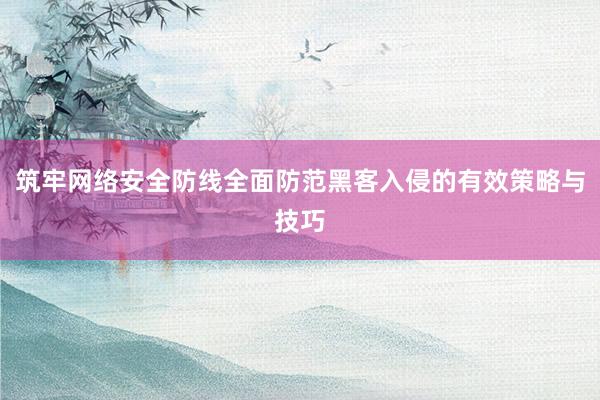 筑牢网络安全防线全面防范黑客入侵的有效策略与技巧