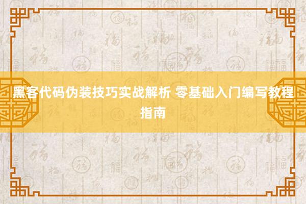黑客代码伪装技巧实战解析 零基础入门编写教程指南